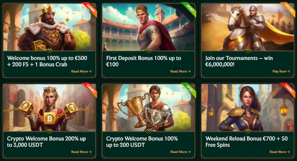 Bônus de depósito Casinia, incluindo um pacote de boas-vindas e uma oferta de roda de bônus.